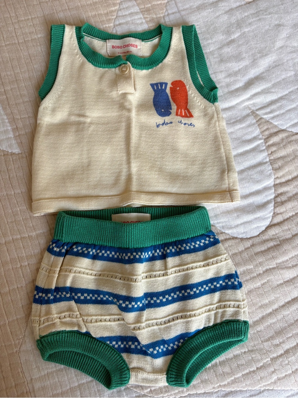 Bobo Choses Fish Knit Tank and Bloomer Set